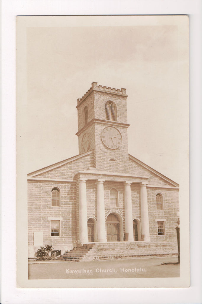 HI, Honolulu - Kawaihao Church closeup - RPPC postcard - A10111