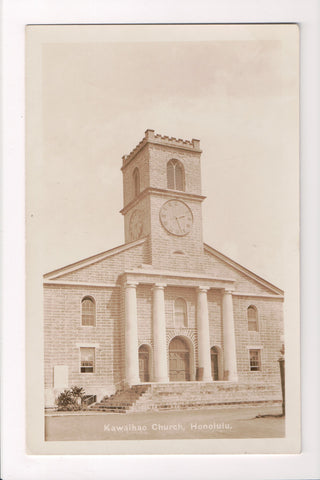 HI, Honolulu - Kawaihao Church closeup - RPPC postcard - A10111