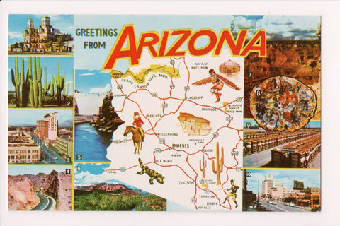 AZ, Greetings from - STATE MAP postcard - I03195