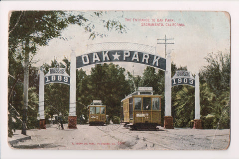 CA, SACRAMENTO - Oak Park Entrance - 1889-1903 - postcard - I03247