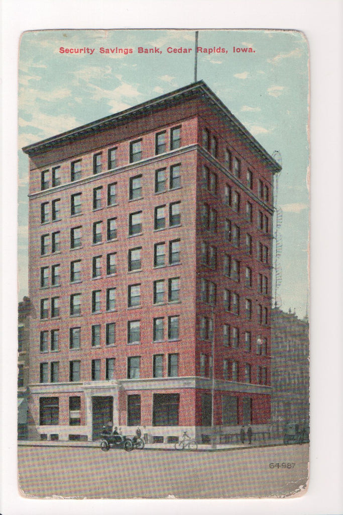 IA, Cedar Rapids - Security Savings Bank postcard - w03450