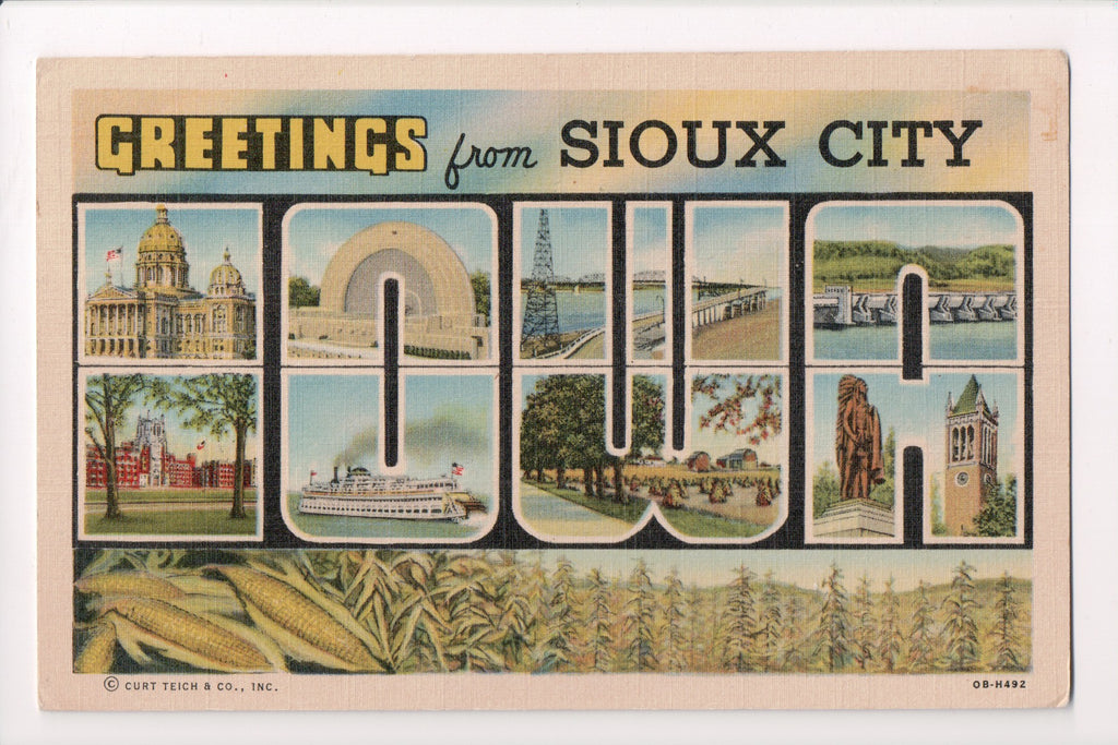 IA, SIOUX CITY - Greetings from, Large Letter postcard - G17082