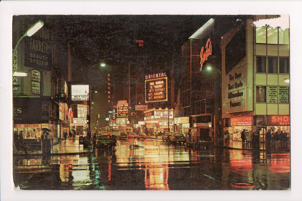 IL, CHICAGO - RANDOLPH ST at night, several signs (original SOLD) IL0026