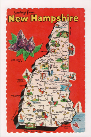 NH, Greetings from - STATE MAP postcard - IL0032