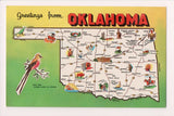 OK, OKLAHOMA - STATE MAP postcard - IL0034