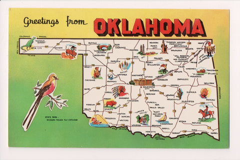 OK, OKLAHOMA - STATE MAP postcard - IL0034