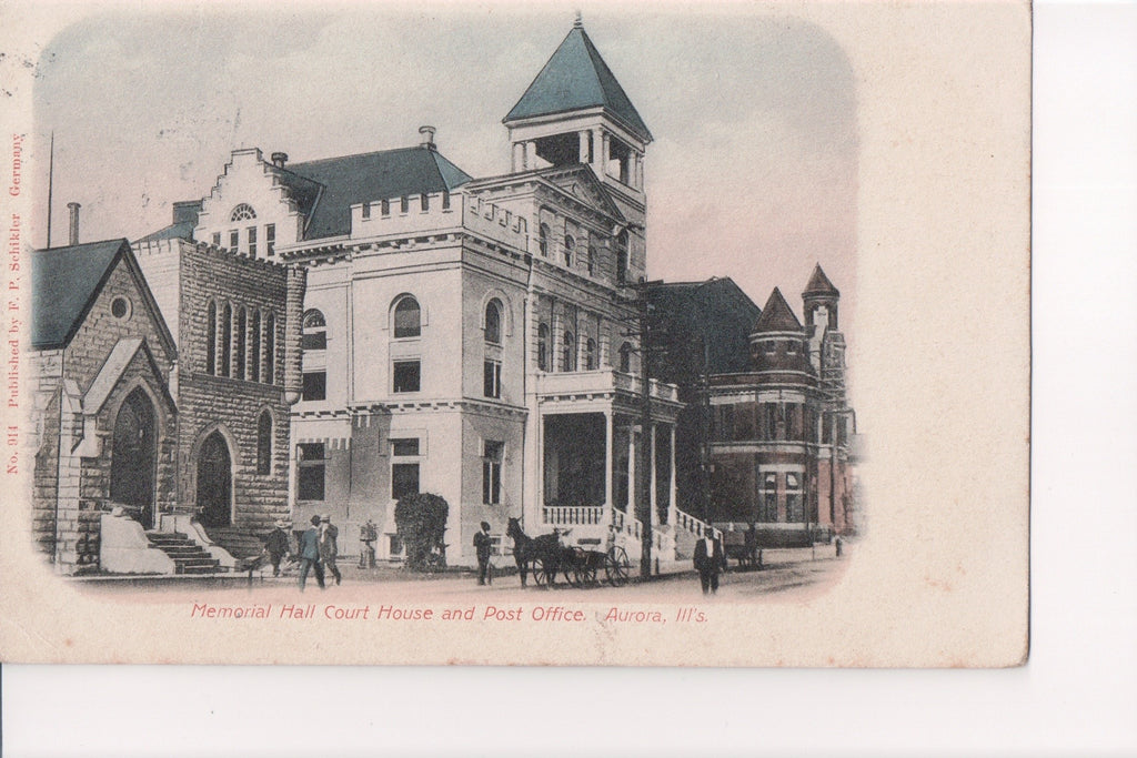 IL, AURORA - Memorial Hall Court House, PO - Schikler card - A12261