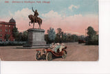 IL, Chicago - Washington Park entrance, statue, car - C06173