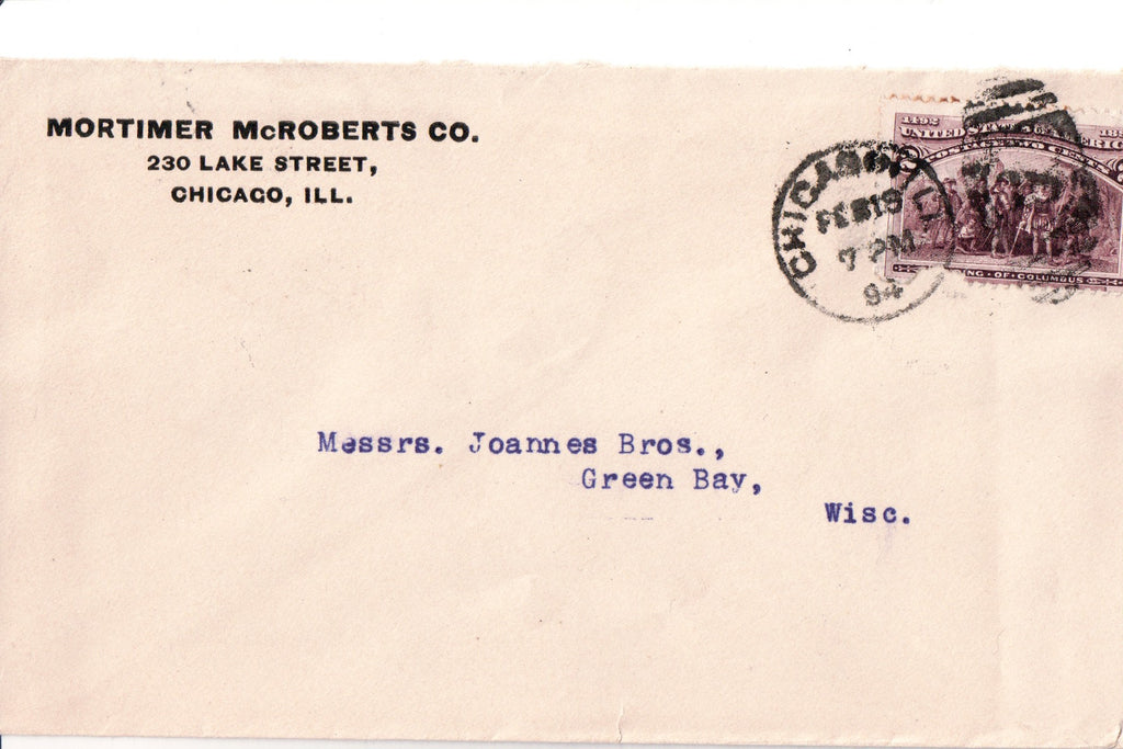 IL, Chicago - Mortimer McRoberts Co envelope - B17067