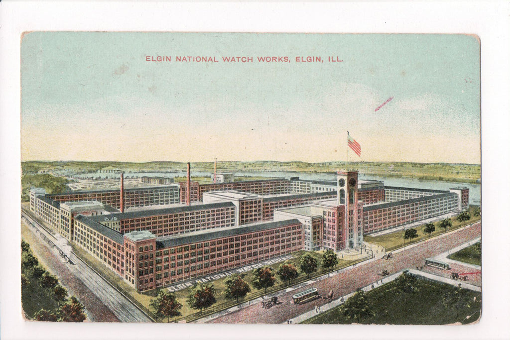 IL, Elgin - Elgin National Watch Works building postcard - CP0235