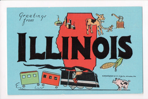 IL, Illinois - Greetings from, with Large Letters postcard - G17037