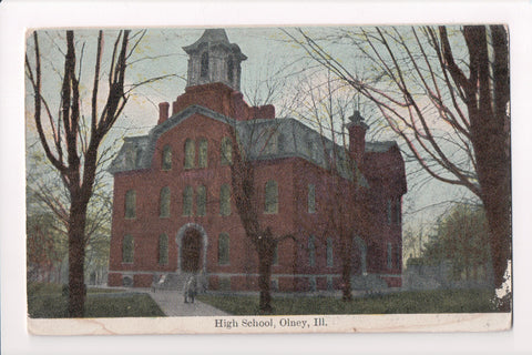 IL, Olney - High School - Lewellin Post Card Co - A07084
