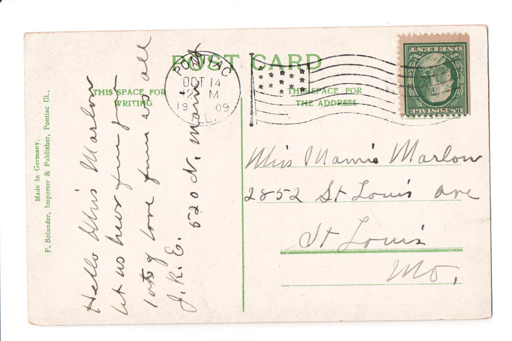 pm FLAG KILLER - IL, Pontiac - 1909 cancel - SL2314R