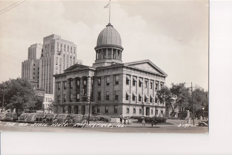IL, Springfield - State House (old), drinking fountain, cars RPPC - w01376