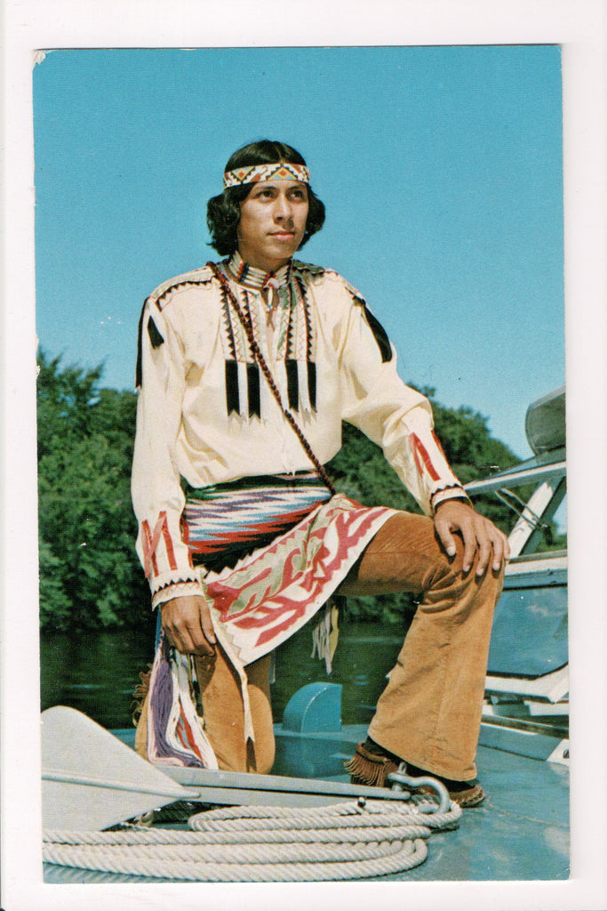 Indian postcard - Lance Little Eagle with Autograph on back - A17305