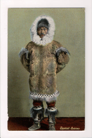 Indian postcard - Typical Eskimo closeup, in fur coat - cr0556