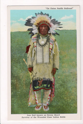 Indian postcard -Iron Hail or Dewey Beard, Survivor of Wounded Knee - D17397