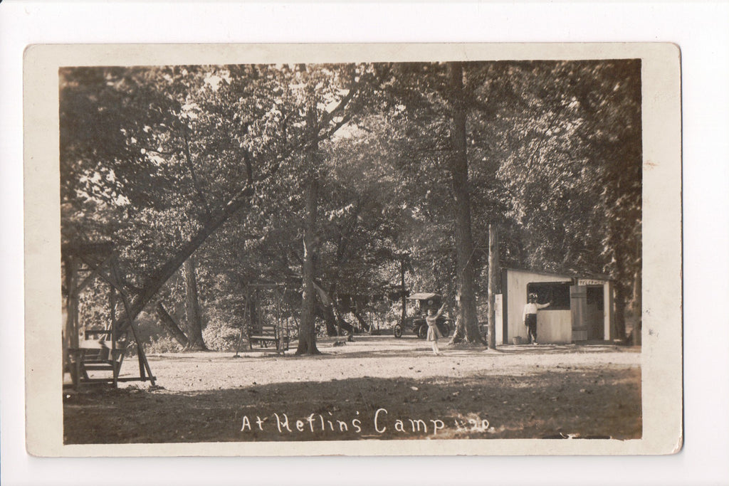 IN, EDINBURG - Heflins Camp, man (owner?) and girl - RPPC - A05180