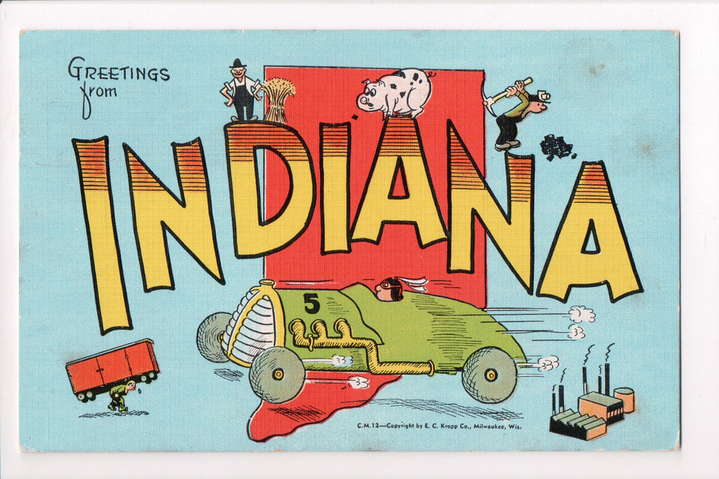 IN, INDIANA - Greetings from, with Large Letters postcard - G17081