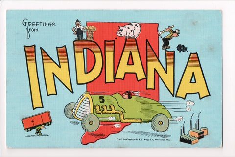 IN, Indiana - Greetings from, with Large Letters postcard - G17081