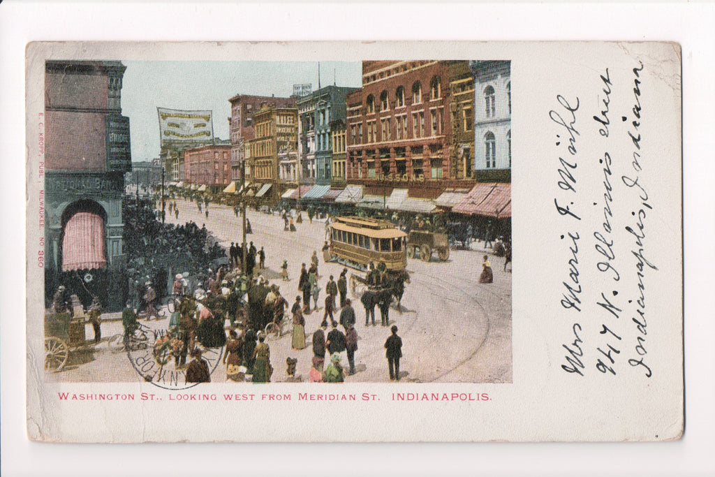 IN, Indianapolis - Washington St, National Bank postcard - B08320