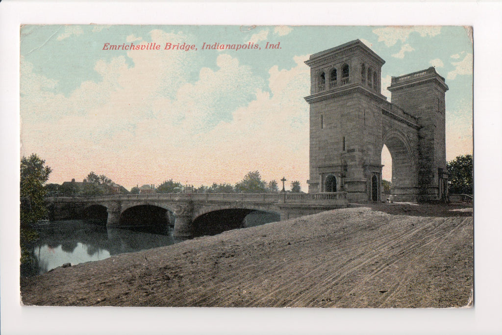 IN, Indianapolis - Emrichsville Bridge closeup, dirt road - w04873