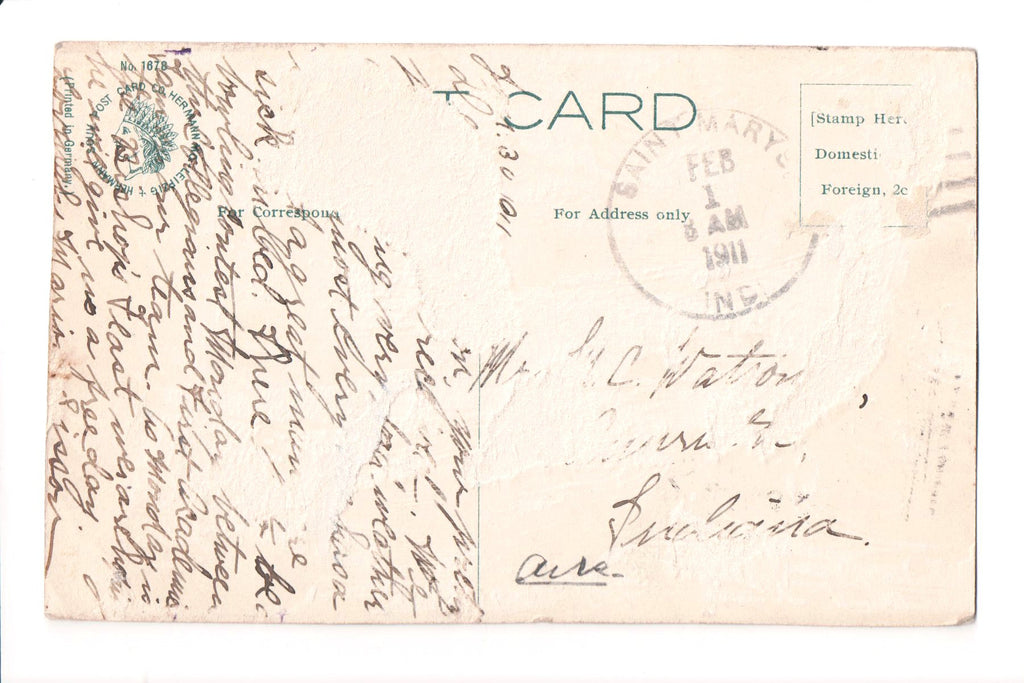 pm DPO - IN, SAINT MARYS - 1911 cancel - Helbock S/I #1 - B05463