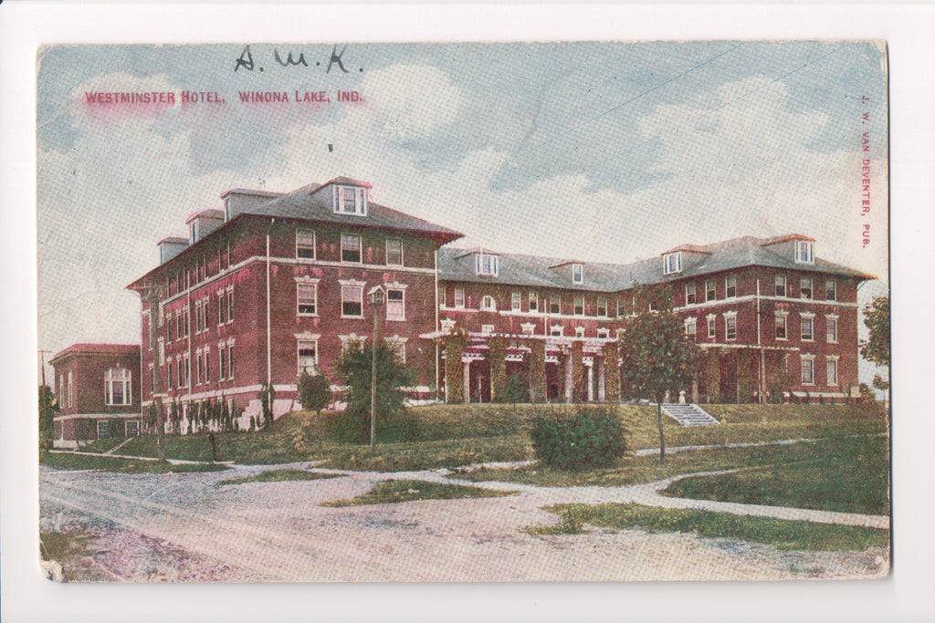 IN, Winona Lake - Westminster Hotel, Van Deventer postcard - w00644