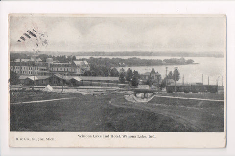 IN, Winona Lake - Hotel and Winona Lake postcard @1908 - w00748