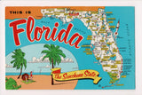 FL, FLORIDA - STATE MAP postcard - J03135
