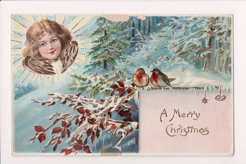 Xmas postcard - Christmas - Angel Head with wings - J03182