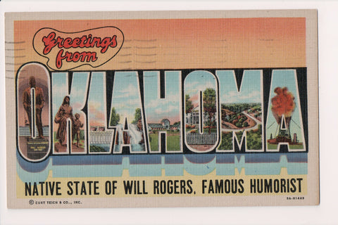 OK, OKLAHOMA - Large Letter greetings - Curt Teich - J03198