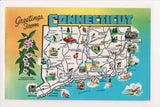 CT, CONNECTICUT - STATE MAP postcard - J03230