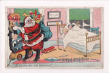 Xmas - Santa in kids bedroom - kite, sled, toys etc - @1913 postcard - J03436