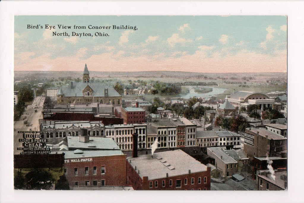 OH, DAYTON - Bird Eye View, DAYTON LIGHTING CO, GROCERS (original SOLD) J04055