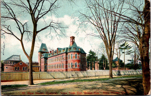 CT, NEW HAVEN - Hospital from Corner of Gress Ave - 1906 postcard - J04186