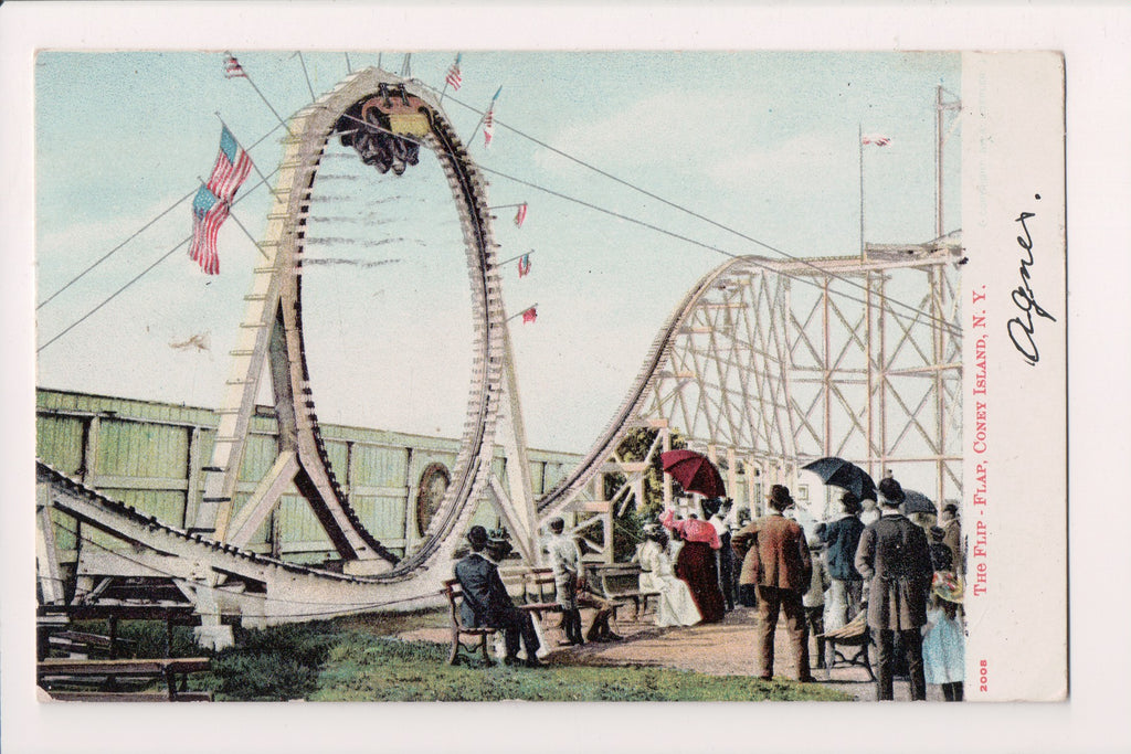 NY, CONEY ISLAND - Flip-Flap amusement ride closeup @1907 (original SOLD) J04258