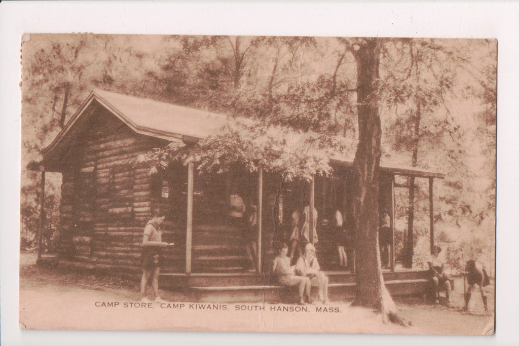 MA, South Hanson - Camp Kiwanis Store, Fire Girls on porch - J60101