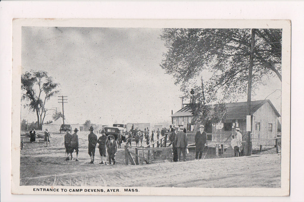 MA, Ayer - Camp Devens entrance postcard - RPO cancel - JJ0598