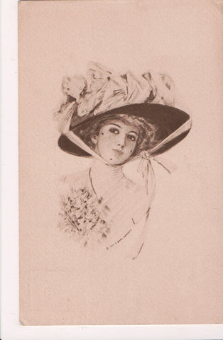 People - Female postcard - Pretty Woman - Sepia - F Earl Christy - JJ0684
