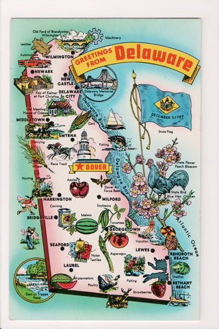 DE, Greetings from - STATE MAP postcard - K03002