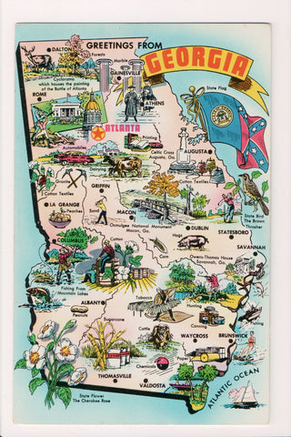 GA, GEORGIA - STATE MAP postcard - K03004