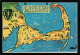 MA, Cape Cod - STATE MAP continental postcard - K03092