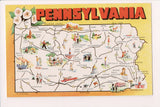 PA, PENNSYLVANIA - STATE MAP postcard - K03248