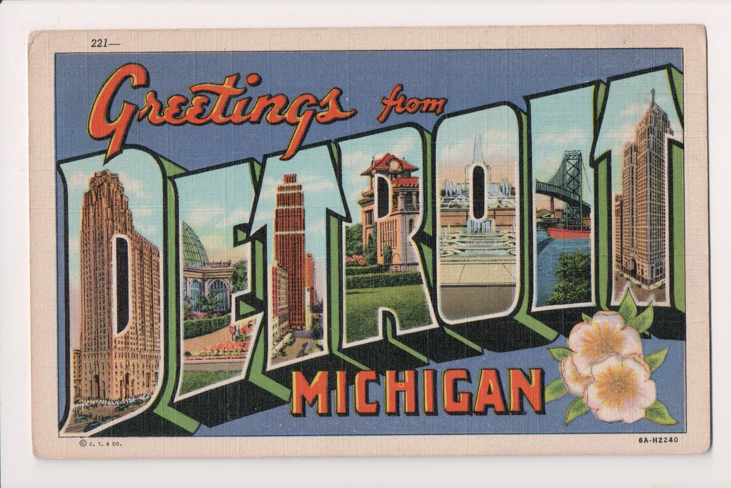 MI, DETROIT - Large Letter greetings - Curt Teich - K04114
