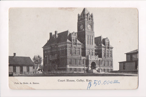 KS, Colby - Court House, Robt A Eaton pub postcard - G06115