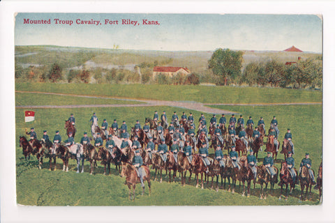 KS, Fort Riley - Mounted Troup Cavalry postcard - B08266