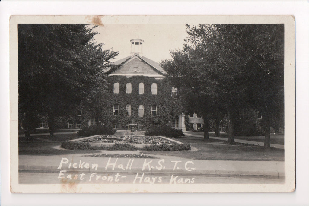 KS, Hays - Picken Hall KSTC, East Front, RPPC - C06387