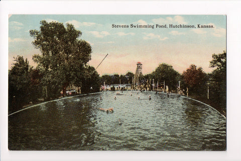 KS, Hutchinson - Stevens Swimming Pond postcard - B08312
