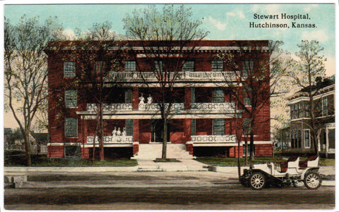 KS, Hutchinson - Stewart Hospital, nurses, old car - J03119